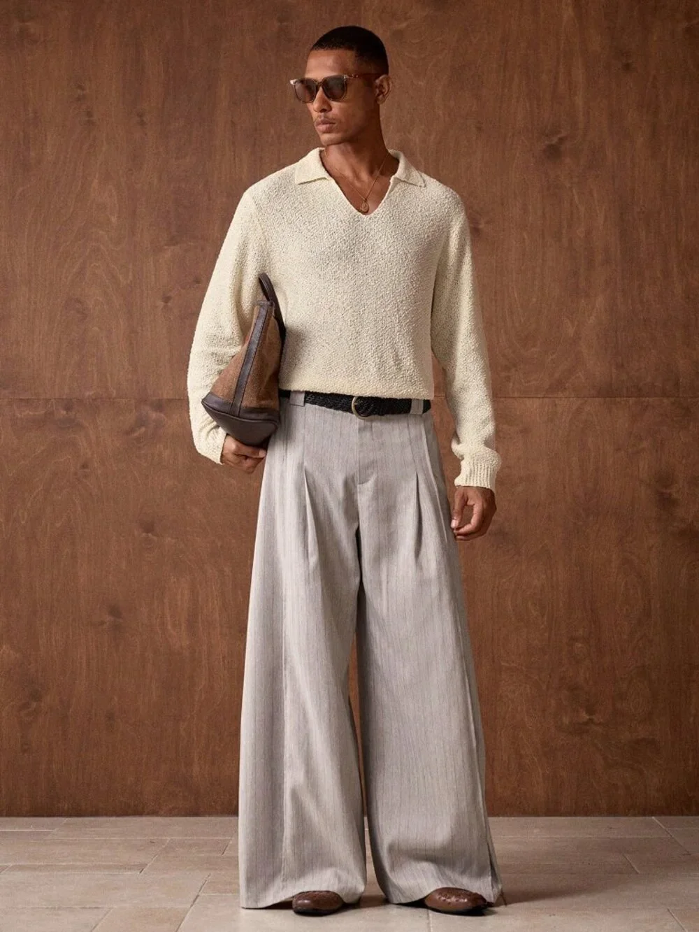 Apricot Casual Men's Long Sleeve Sweater